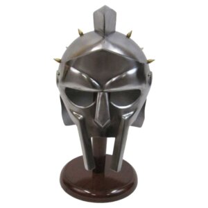 Steel Metal Decorative Helmet with inlet and MDF Wood Stand - Silver