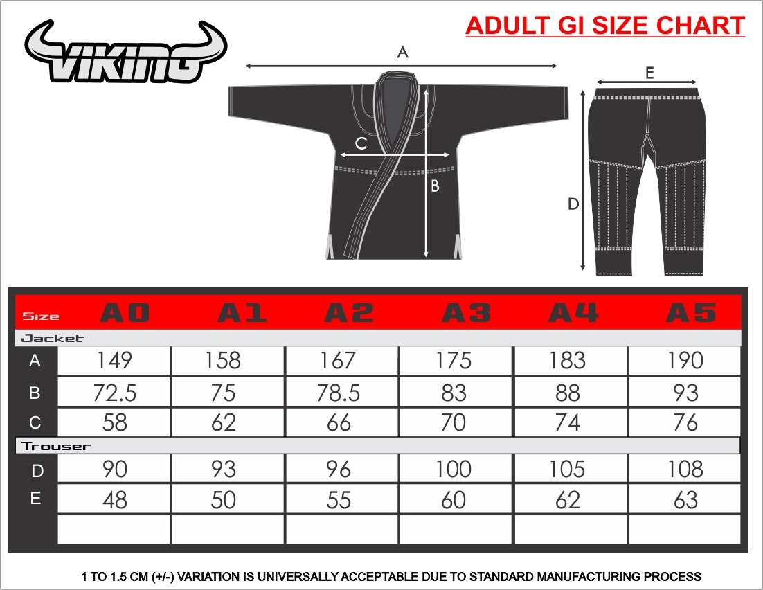 VIKING ADULT GI SIZE CHART