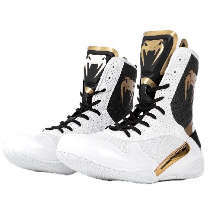 Venum Elite 2.0 Boxing Shoes - White/ Black/ Gold