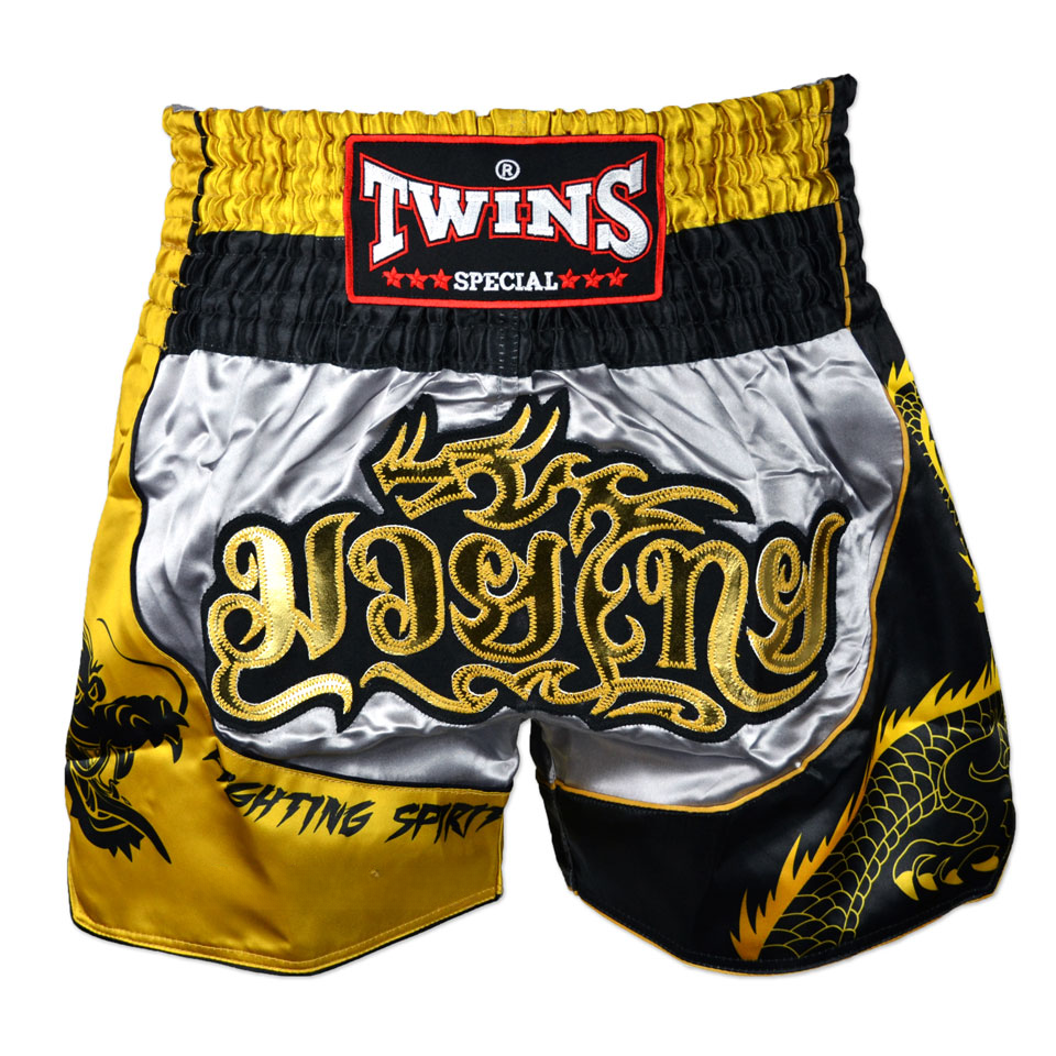 Twins Special Muay Thai Shorts - TBS-DRAGON-Silver/Gold