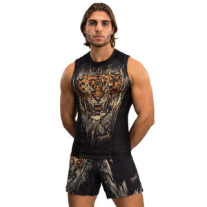 Venum Tiger Men's Sleeveless Rashguard - Black/Neon/Orange