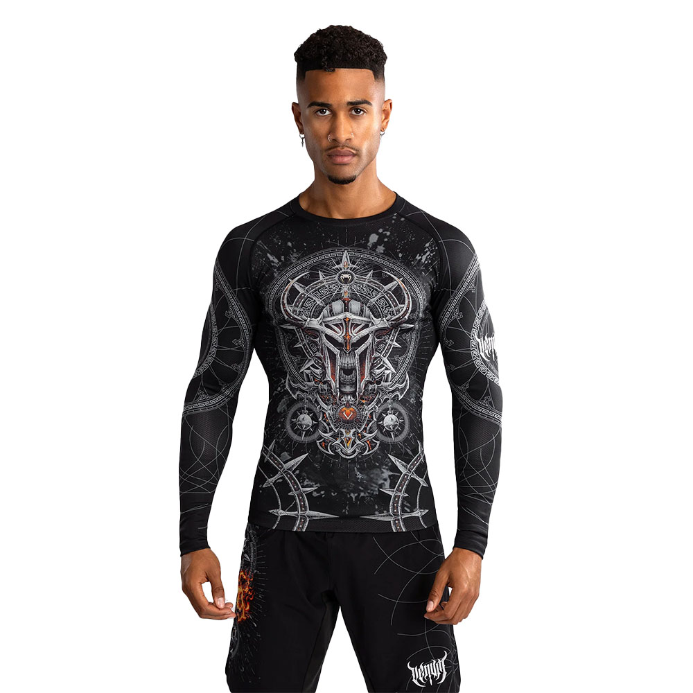 Venum Gladiator 5.0 Men's Long Sleeve Rashguard - Black/Silver