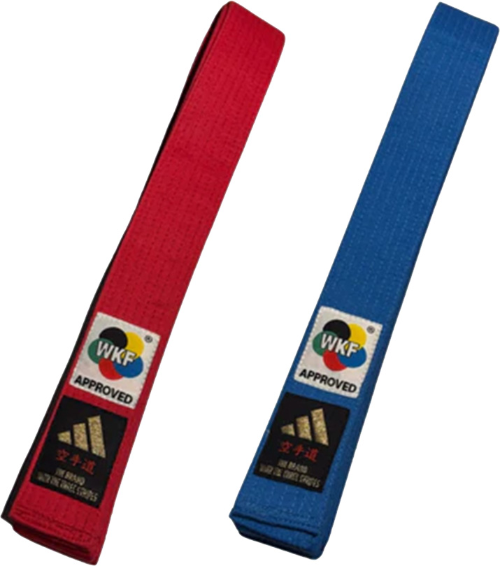 Adidas WKF Approved Kata Blue and Red Belts